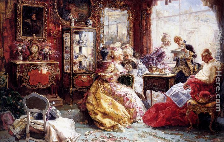 An Afternoon In The Salon painting - Salvador Sanchez Barbudo An Afternoon In The Salon art painting